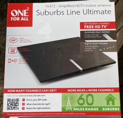 One for All HDTV 16472 Amplified Indoor Antenna 60 Miles Foto 1 de 3