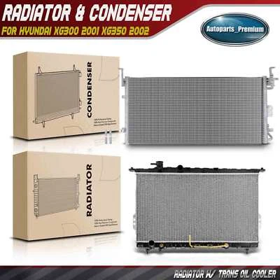 2x Radiador y condensador de CA nuevos para Hyundai XG300 2001 V6 3,0 L XG350 2002 V6 3,5 L Foto 1 de 4