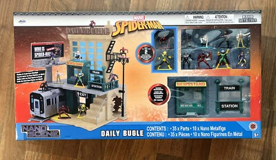 Spiderman Nano Escena Nano Figuras de Metal Escena de Corneta Diaria Grande 10 Figuras NUEVO Foto 1 de 3