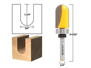 3/4" Diameter Core Box Template Router Bit - 1/4" Shank - Yonico 14965q - Picture 1 of 1