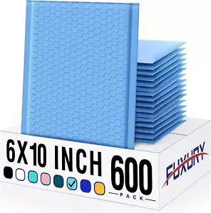 600 Pcs Light Blue Poly Bubble Mailers 6x10” Self-Seal Padded Envelopes #0 Bulk - Picture 1 of 12
