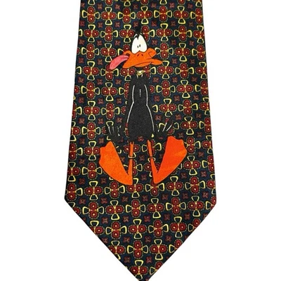 Винтажный галстук Looney Tunes Mania 1993 Daffy Duck 60 дюймов x 4 дюйма цветной ретро веселый - Изображение 1 из 4