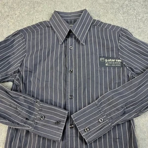 G-Star Raw Shirt Mens Medium Black Button Up Luxor Long Sleeve Striped Y2k - Picture 1 of 20