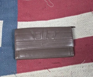Vintage Coach Soho plissierte braune Leder Geldbörse dreifach faltbar  - Bild 1 von 11