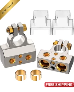 Heavy Duty Car Battery Connectors, 0/2/4/6/8/10 AWG, Top Post Multiple Battery T - Picture 1 of 8