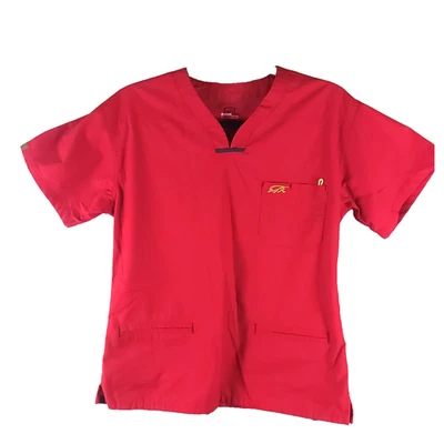 Blusa Médica para Mujer Iguana MBD Talla Mediana Roja Mezcla de Algodón Enfermería Foto 1 de 4