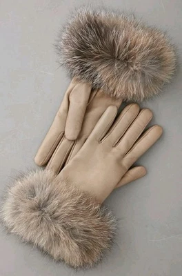 Guantes Overland Bellis Piel de Cordero Cuero Cachemira Forrados Piel de Zorro 79208 Talla 7 Foto 1 de 4