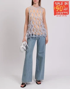 RRP €1010 MAISON MARGIELA Silk Top IT40 US4 S Double Layer Frayed Cut Out - Picture 1 of 11