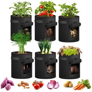 10-Gallon Potato Grow Bags Planter Pots with Visual Window for Tomato 6-Pack - Picture 1 of 7