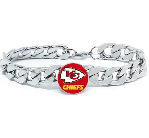 Special Kansas City Chiefs Silver Womens Curb Link Chain Bracelet Gift D4 Cover
