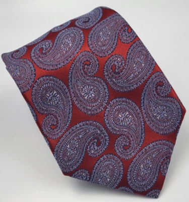 Corbata de seda Club Room roja gris azul cachemira para hombre 57,5 x 3,5/8 Foto 1 de 4