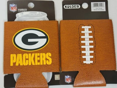 NFL 绿湾包装工队 PIGSKIN CADDY 罐冷却器,Coozie,Koozie,全新(2 件套) — 第 1/3 张图片