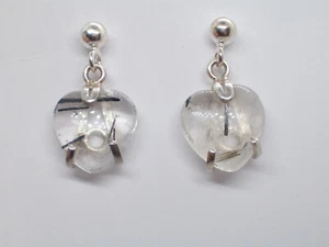 925 Silber Ohrhänger mit Rutilquarz Herz - Hartstein - - Bild 1 von 5