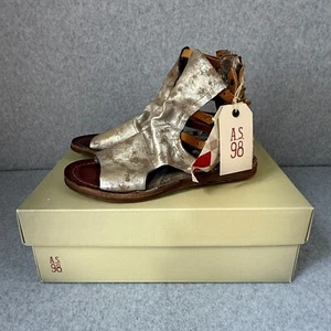 A.S. 98 Womens Ryde Metallic Gold Leather Gladiator Sandals EU 38 / 7.5 - 8 NIB - Picture 1 of 16