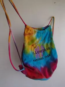 OOAK Vintage YELLOWSTONE PARK Souvenir Tie Dye Sturdy Cotton BACKPACK Purse - Picture 1 of 6