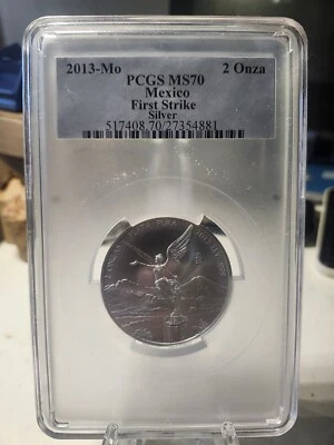 2013-Mo Mexico Libertad 2 Ounces .999 Silver PCGS MS70 First Strike - Image 1 of 2