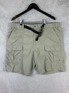 Croft & Barrow Belted Cargo Shorts Men’s Size 40 Stone Beige 9 Inseam Nylon - Picture 1 of 9
