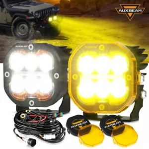 AUXBEAM 3" INCH LED Work Light Pods Fog DRL & Amber Turn Signal w/ Balck Cover - Picture 1 of 12