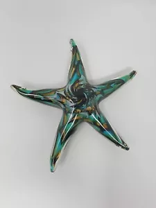 Art Glass Starfish Paperweight Multi Color Speckled Inside Hand Blown - Picture 1 of 12