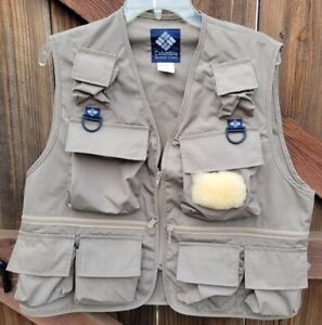 Columbia Fly Fishing Vest Mens Tan Vintage Outdoor