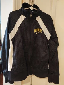NIKE Jacket Black with White and Gold Youth Small Lightweight Athletic Full Zip - Picture 1 of 8