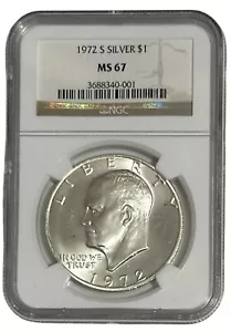 1972 S Silver Eisenhower Dollar Ike $1 NGC MS 67 - Picture 1 of 2