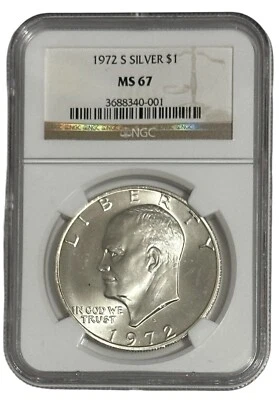 1972 S Silver Eisenhower Dollar Ike $1 NGC MS 67 - Image 1 of 2