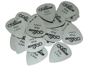 30pcs Alice Guitar Picks Stainless Steel Metal Plectrums 0.3mm Thickness