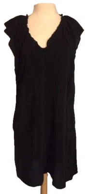Raquel Allegra SZ L 100% шелк черный оборки отделки платье без рукавов # 1771 - Изображение 1 из 4