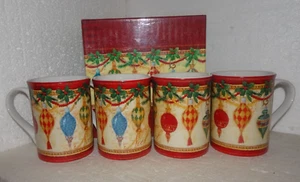 Certified International 5205 NOEL ORNAMENTS Coffee Cup / Mug Set of 4 E Brownd - Picture 1 of 12