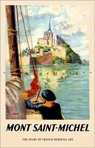 Mont Saint Michel 1947 France The Pearl Of Medieval Art Retro Vintage Poster - Picture 1 of 4