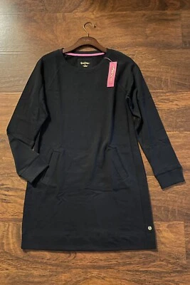 Lilly Pulitzer LARGE Solid Black ONYX BEACH COMBER DRESS Pullover Pockets NWT - Image 1 of 3