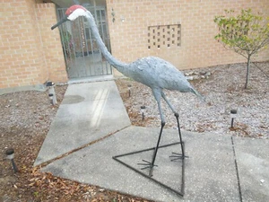 Sandhill Crane Garden Statue / Sculpture Lifesize Metal Frame Hand Made in USA - Picture 1 of 12