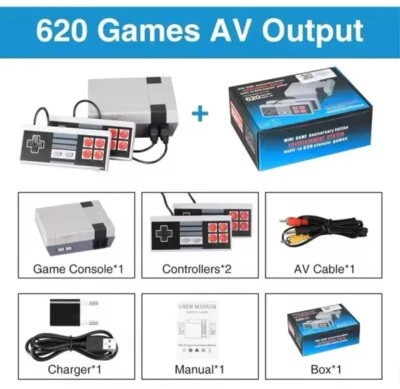 Console Video Giochi Anni 80 / 90, Emulatore Console Con 2 Joystick - Immagine 1 di 4