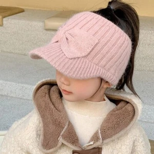 Empty Top Children's Hat Bow Design Wool Hat for 3-10 Y Kids - Picture 1 of 10