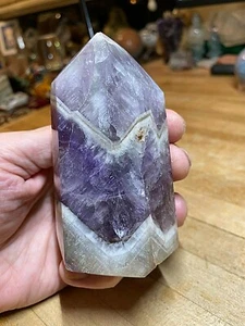 Amethyst gebändert Chevron Kristall Edelstein sechsseitig Turmspitze Exemplar 779 - Bild 1 von 12