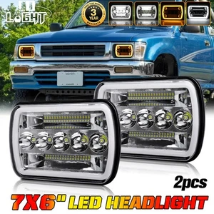 5x7" 7x6" LED Headlights For Toyota Pickup 82-95 Hardbody Truck White/Amber DRL - Picture 1 of 12