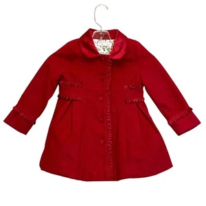 Tommy Bahama Girls Red Ruffle Dress Coat Size 5 (Approx) Holiday Classic Retro - Picture 1 of 11