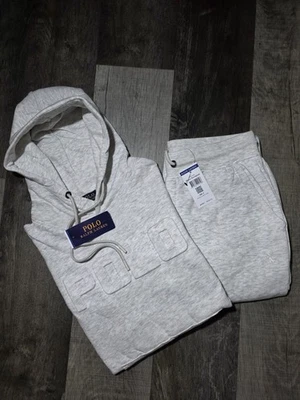 Polo Ralph Lauren Hombre Logo Repujado Polar Sudadera Gris Nuevo con Etiquetas Foto 1 de 4
