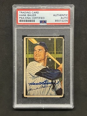 Bowman Hank Bauer 1952 automático New York Yankees PSA auténtico Foto 1 de 2