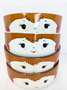 Vintage Interpur Japan Bowls – 1970s Girl Face Dishes Bowls., Replacement Set 4 - Picture 1 of 19