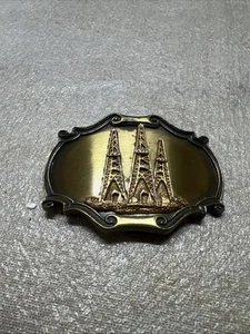 Rain Tree Gürtelschnalle Oil Derricks 24K Gold Overaly 1978 Vintage - Bild 1 von 3