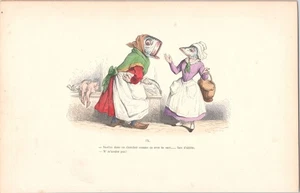 GRANDVILLE - Antica litografia originale metà XIX secolo colorata a mano - IX - Foto 1 di 1