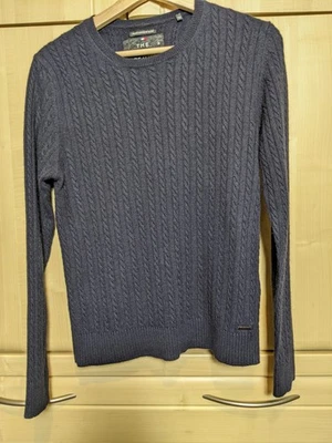 Womens Navy Light Cable Knit Superdry Cashmere Blend Jumper Size Large - Image 1 of 4