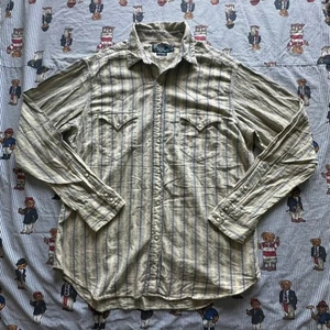 Camisa Polo Ralph Lauren RL De Colección Perla Occidental Botón a Presión Talla Mediana - Imagen 1 de 6