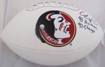 Charlie Ward Signed (93 Heisman/Champ) Florida State Seminoles Logo Football JSA - Image 1 of 3