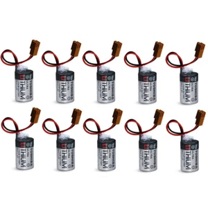 10Pcs Toshiba ER3V 3.6V 1200mAh LI-SOL2 PLC Battery with Brown Plug - Picture 1 of 6
