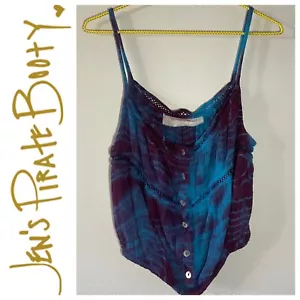 Top Cami Jen's Pirate Booty Tie Dye Crop Taglia Media Viola Blu - Foto 1 di 10