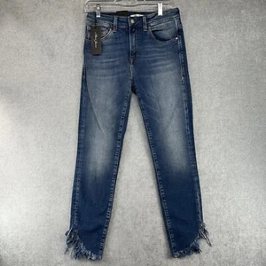 Mavi Jeans Womens 27 X 27 TESS High Rise Skinny Destroyed Raw Hem Blue NWT - Picture 1 of 16