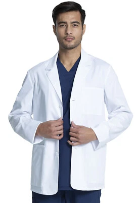 Cherokee Scrubs Men's 30" Consultation Lab Coat CK401 WHT White Free Shipping - Image 1 of 4